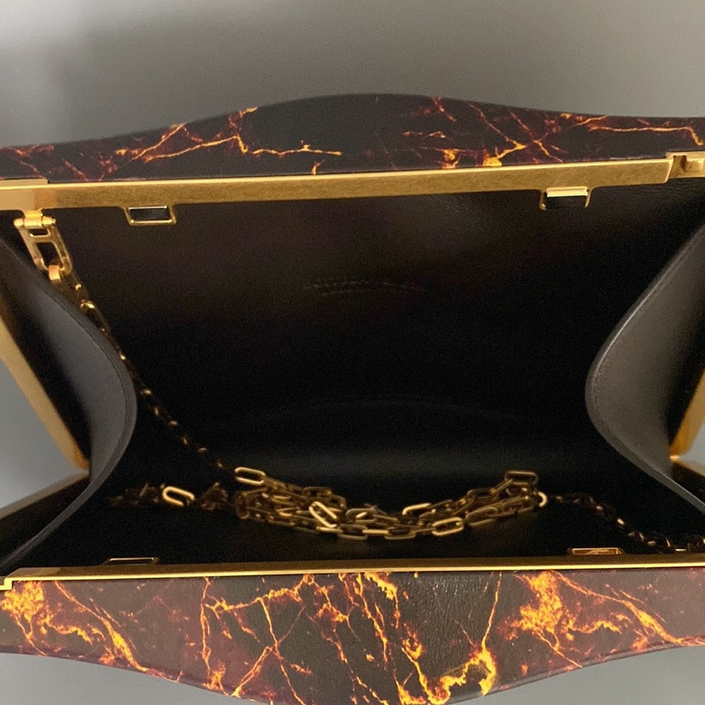 Bottega Veneta Spazzolato Leather Marble Clutch Bag - Picture 7 of 8